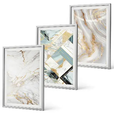 Three-piece marble pattern wall art set elegant design