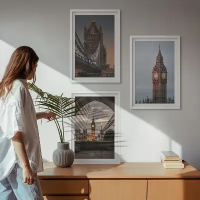 Wall art set London Bridge Big Ben clock