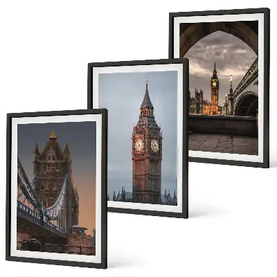 Wall art set London Bridge Big Ben clock