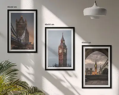 Wall art set London Bridge Big Ben clock