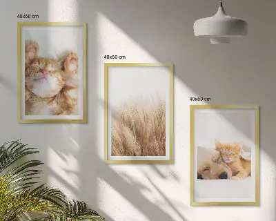 Wall art set featuring cute cats and dogs in boho style