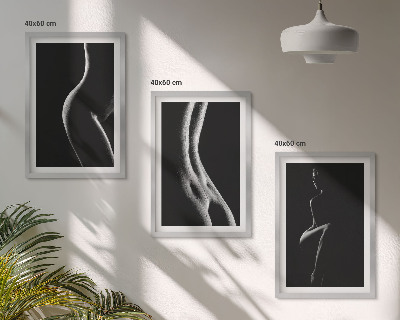 Three-piece wall art piece Black and white female silhouettes