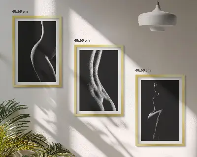 Three-piece wall art set featuring black and white female silhouettes