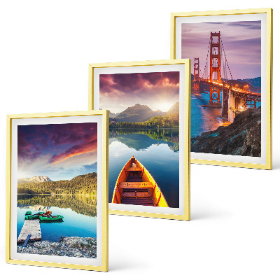 Set of 3 framed wall art pieces Mountain views of the lake and bridges