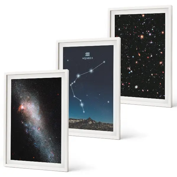 Galaxy space Aquarius wall art three-piece set