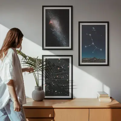 Virgo constellation galaxy wall art set of 3 framed pieces