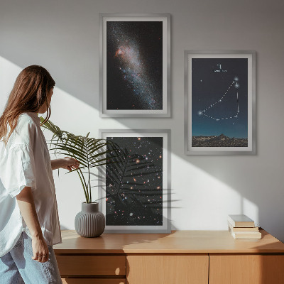 Wall art set Capricorn constellation galaxy