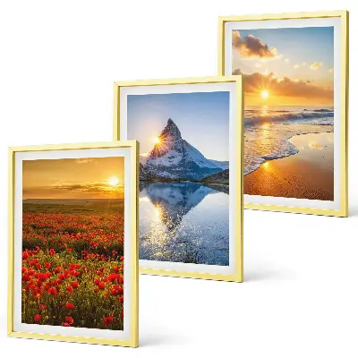 Three-piece mountain and sea landscape wall art scenic western view