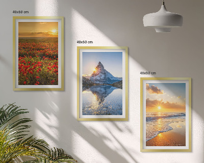 Three-piece wall art piece Landscapes of mountains and seas in the west