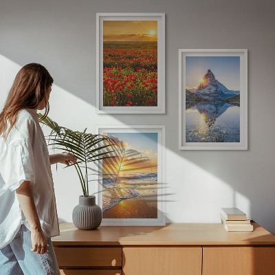 Three-piece wall art piece Landscapes of mountains and seas in the west