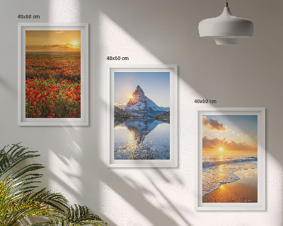 Three-piece wall art piece Landscapes of mountains and seas in the west