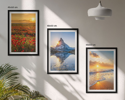 Three-piece wall art piece Landscapes of mountains and seas in the west