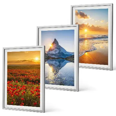 Three-piece mountain and sea landscape wall art scenic western view