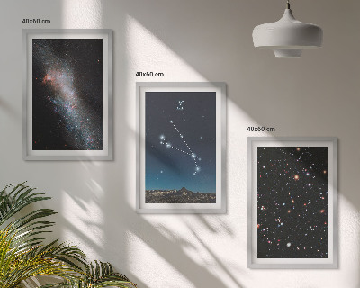 Set of 3 framed wall art pieces Cosmic landscapes of galaxies