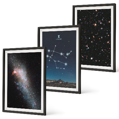 Three-piece wall art piece Gemini zodiac galaxy