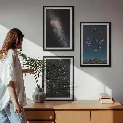 Gemini zodiac galaxy wall art three-piece set
