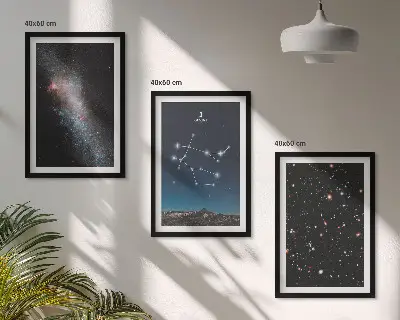 Gemini zodiac galaxy wall art three-piece set