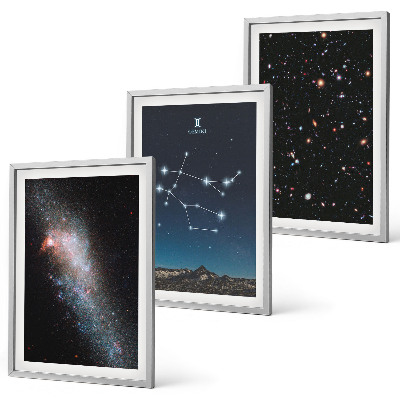 Three-piece wall art piece Gemini zodiac galaxy