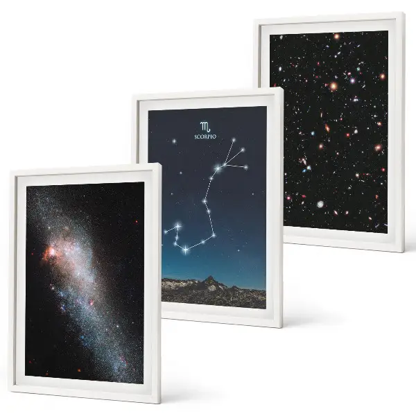 Wall art set featuring Scorpio's cosmic landscapes