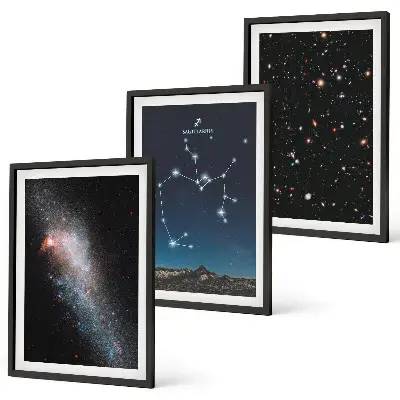 Three-piece space galaxy art set featuring Sagittarius constellations