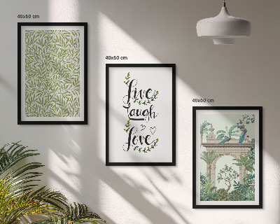Set of 3 framed wall art pieces Green leaves of plants architecture