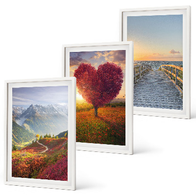 Wall art set Landscapes mountains tree heart pier