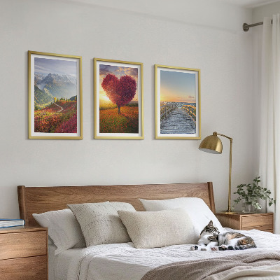 Wall art set Landscapes mountains tree heart pier