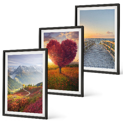 Wall art set Landscapes mountains tree heart pier