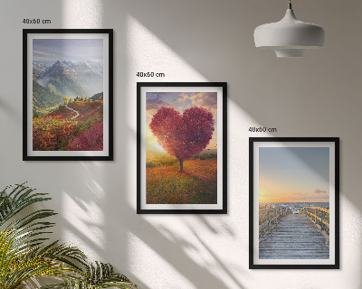Wall art set Landscapes mountains tree heart pier