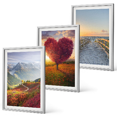 Wall art set Landscapes mountains tree heart pier