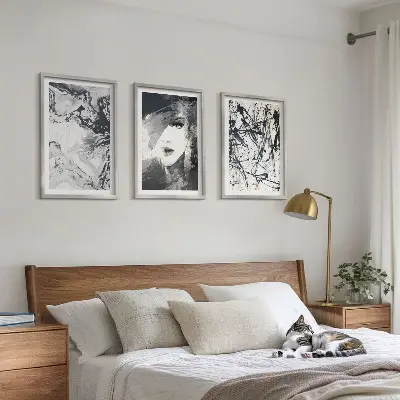 Three-piece wall art piece Abstract black and white patterns