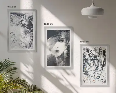 Three-piece wall art piece Abstract black and white patterns
