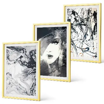 Three-piece wall art piece Abstract black and white patterns