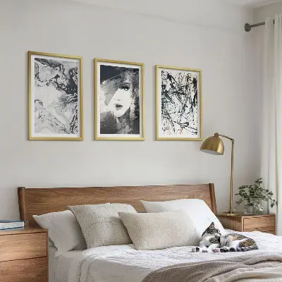Three-piece wall art piece Abstract black and white patterns