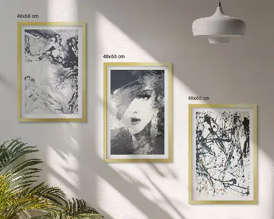 Three-piece wall art piece Abstract black and white patterns