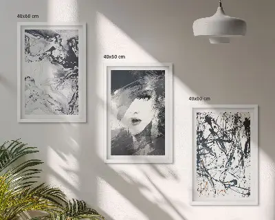 Three-piece abstract wall art set with black and white patterns