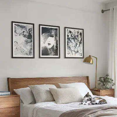 Three-piece wall art piece Abstract black and white patterns