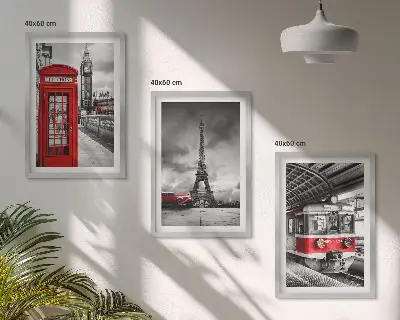 Wall art set Icons London Paris transport