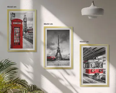 London and Paris transport wall art set featuring iconic city transit illustrations