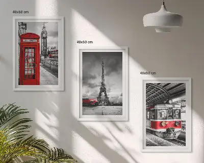 Wall art set Icons London Paris transport