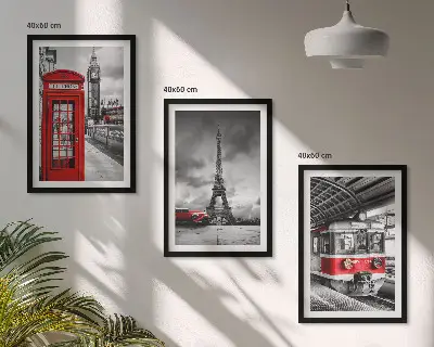 London and Paris transport wall art set featuring iconic city transit illustrations