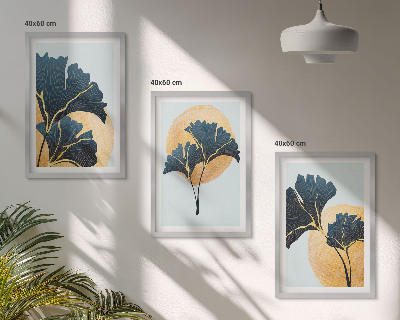 Wall art set Ginkgo leaves light background