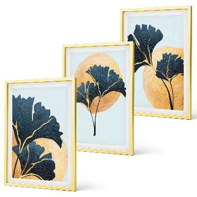 Wall art set Ginkgo leaves light background