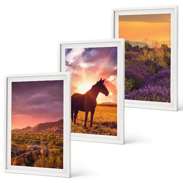 Mountain landscape with a horse wall art three-piece set