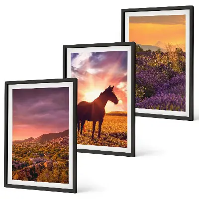 Mountain landscape with a horse wall art three-piece set
