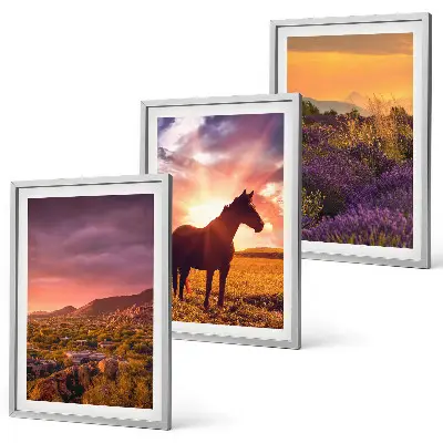 Mountain landscape with a horse wall art three-piece set