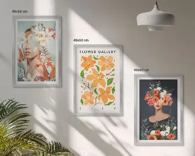 Floral portrait wall art set set of 3 framed pieces with bouquets