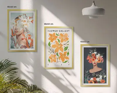 Floral portrait wall art set set of 3 framed pieces with bouquets