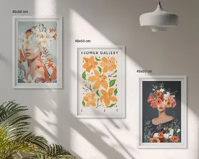 Floral portrait wall art set set of 3 framed pieces with bouquets