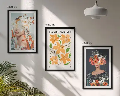 Floral portrait wall art set set of 3 framed pieces with bouquets